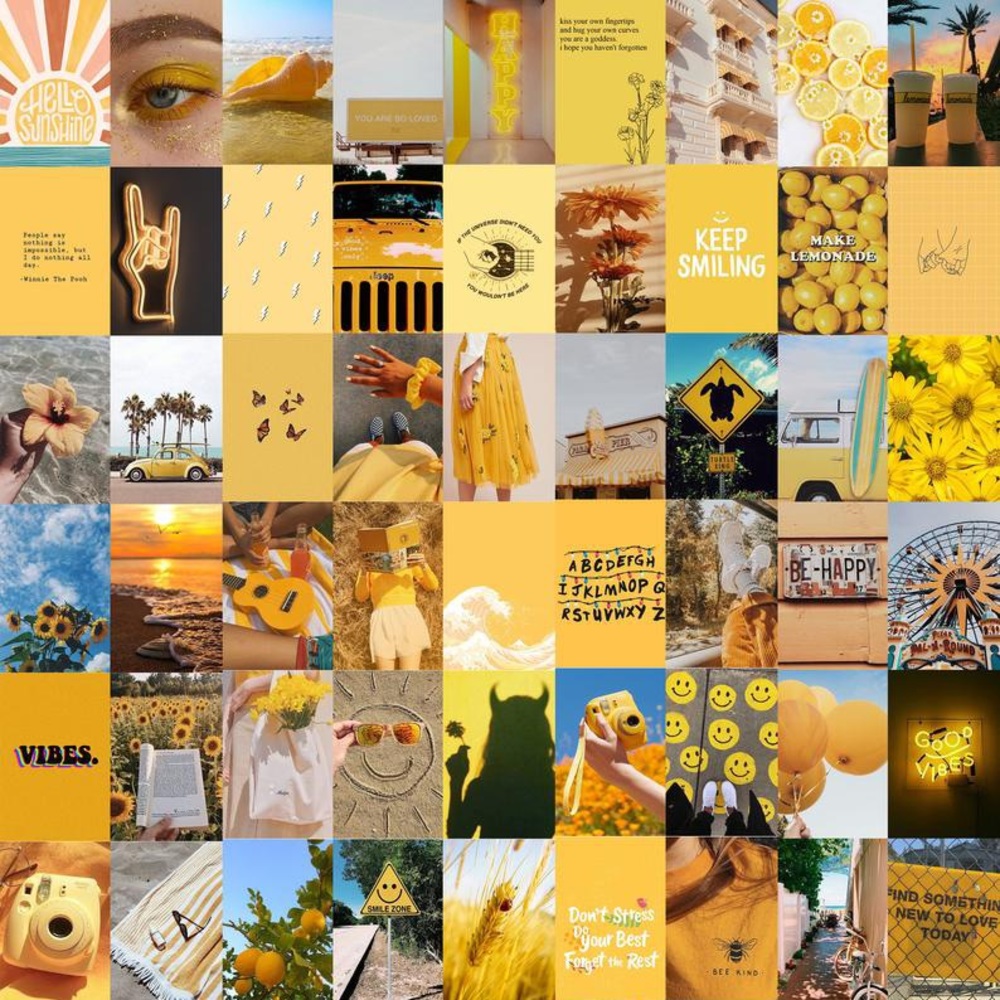 Sunflower Wall Collage Kit, Yellow - 63Pcs Digitas